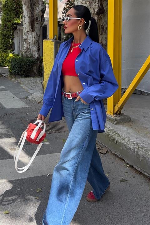Klasik Oversize Poplin Gömlek 3421