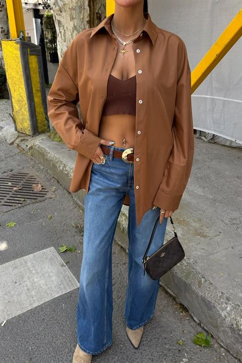 Klasik Oversize Poplin Gömlek 3421