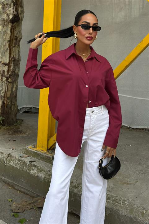 Klasik Oversize Poplin Gömlek 3421