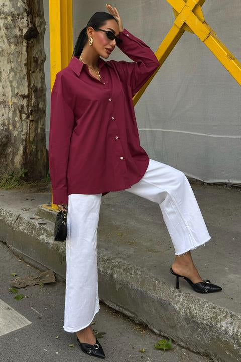 Klasik Oversize Poplin Gömlek 3421