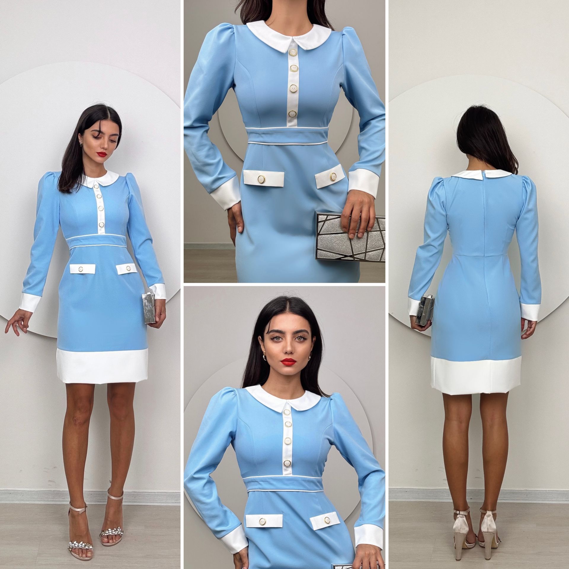1002 GARNİLİ KISA DAR ELBİSE