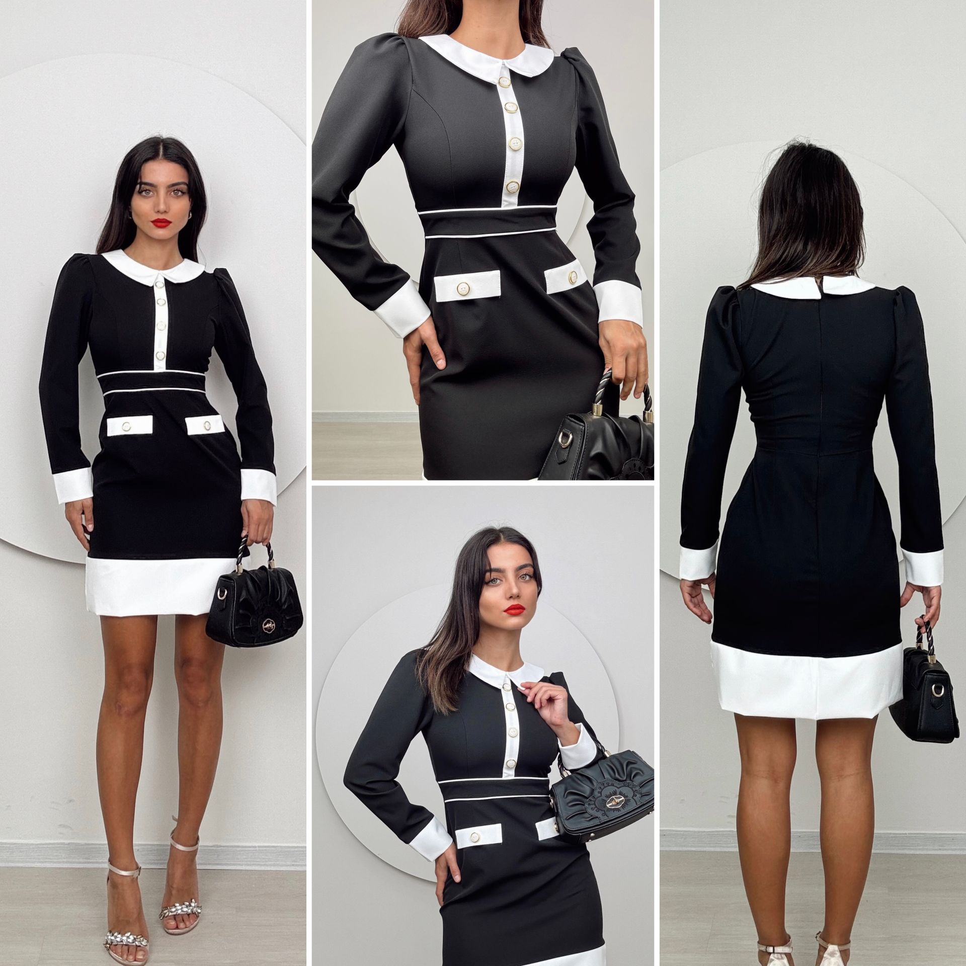 1002 GARNİLİ KISA DAR ELBİSE