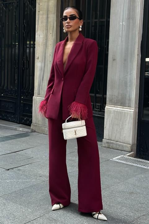 Kolları Tüy Detaylı Premium Double Takım 10279