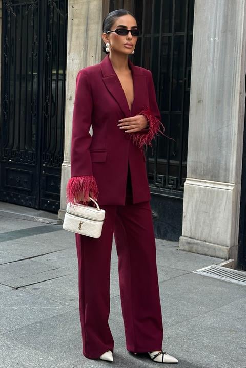 Kolları Tüy Detaylı Premium Double Takım 10279