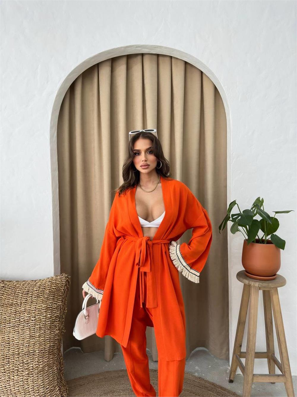 KOLUCU PÜSKÜL KİMONO TAKIM - Orange