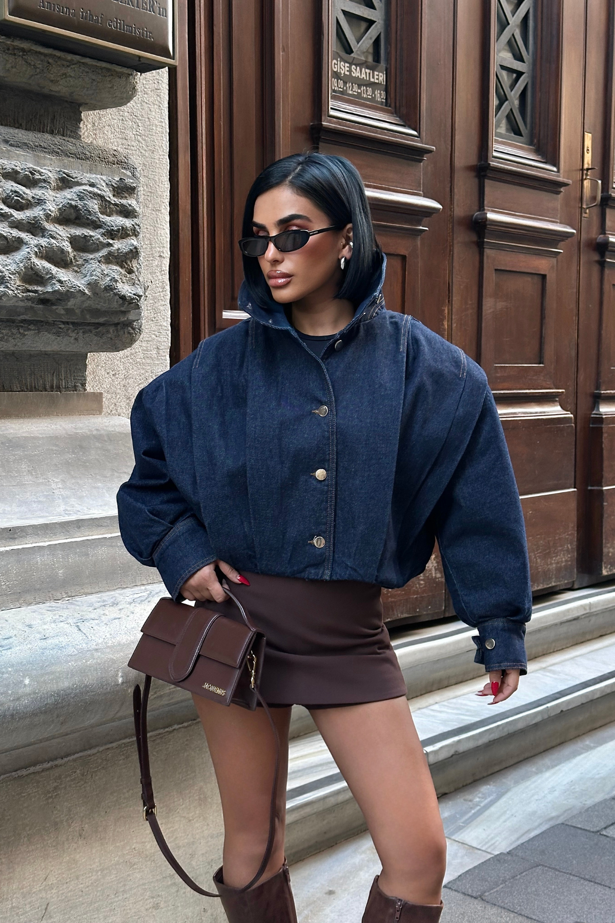 KOT PİLE DETAYLI  CEKET - Lacivert