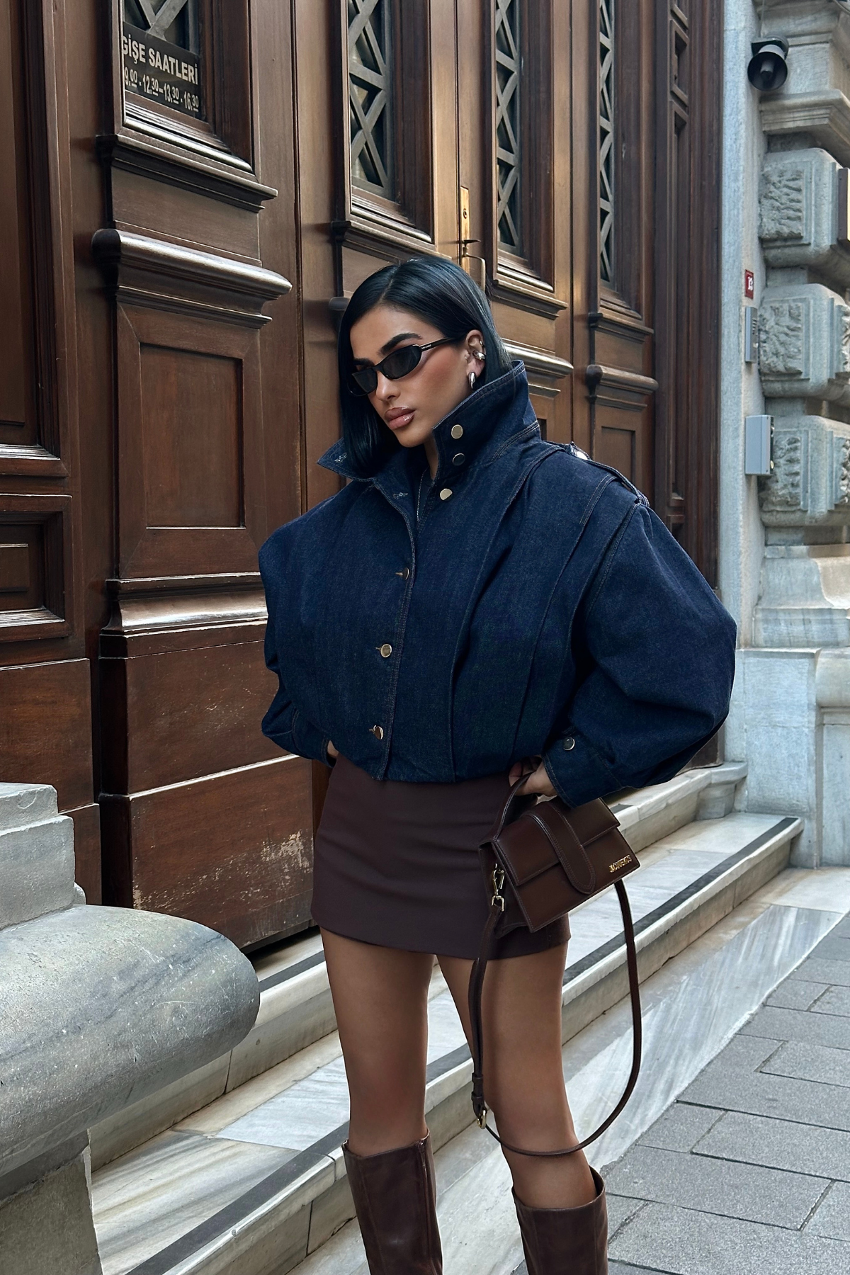 KOT PİLE DETAYLI  CEKET - Lacivert