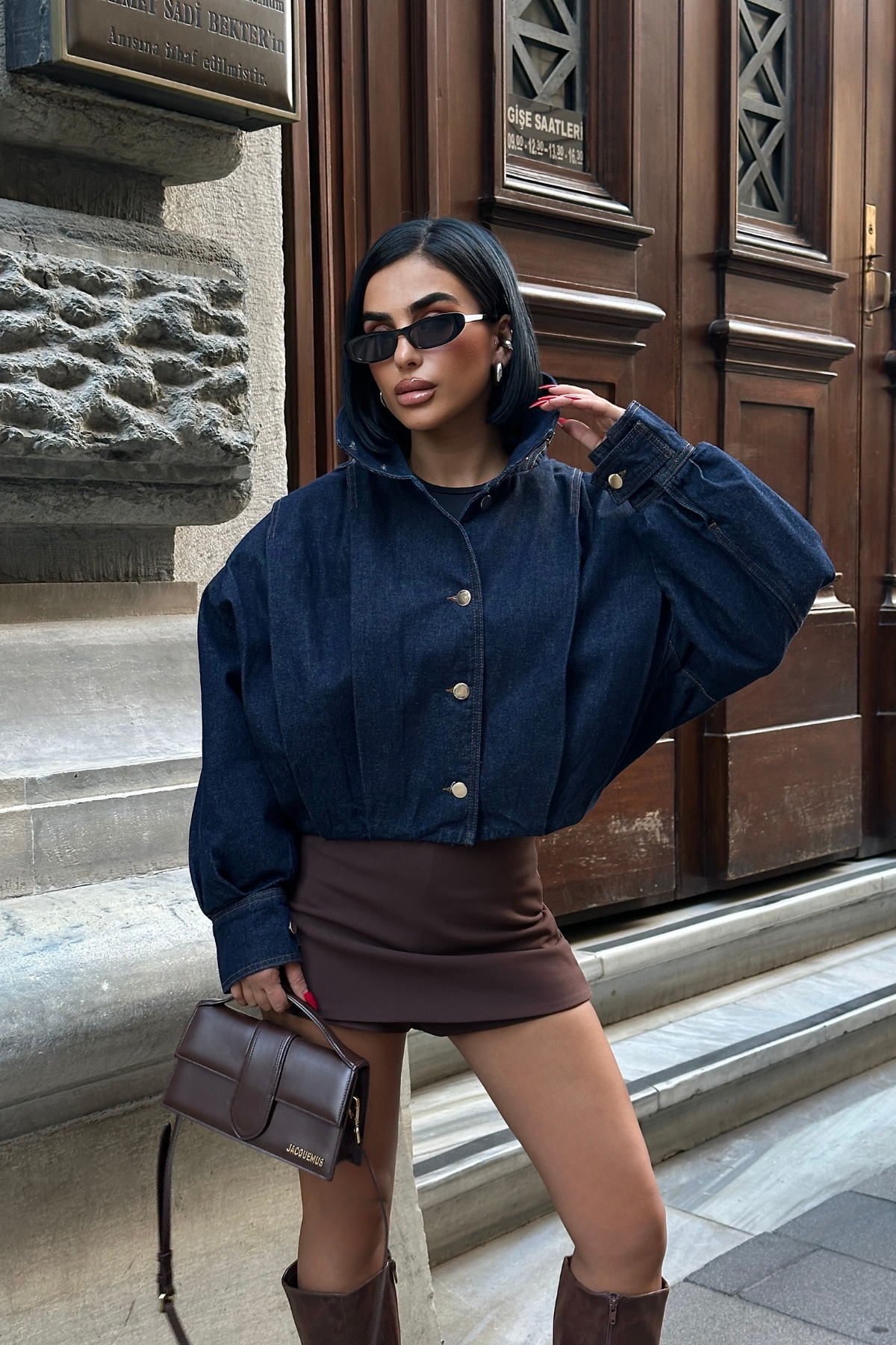 KOT PİLE DETAYLI  CEKET - Lacivert