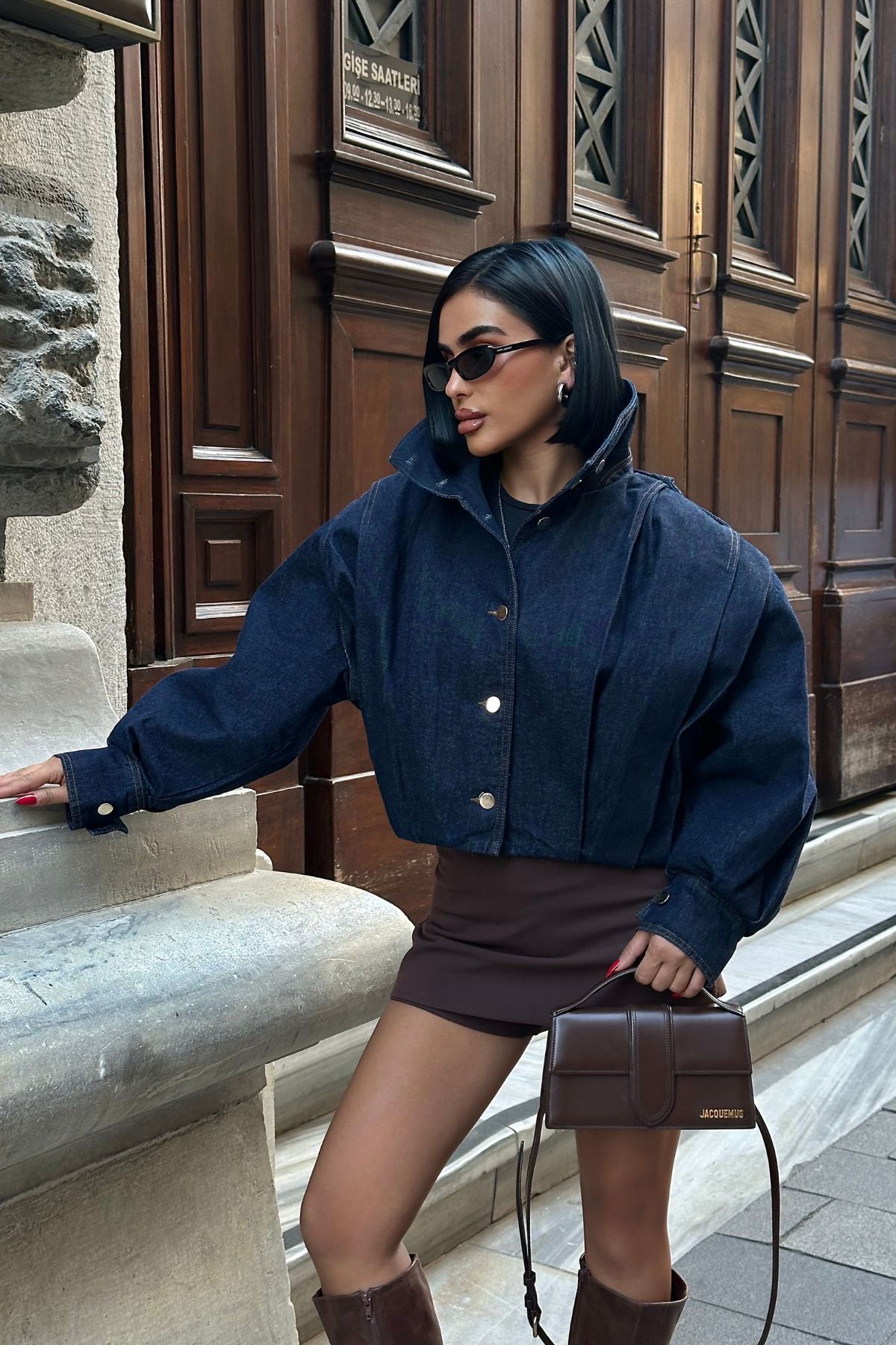 KOT PİLE DETAYLI  CEKET - Lacivert