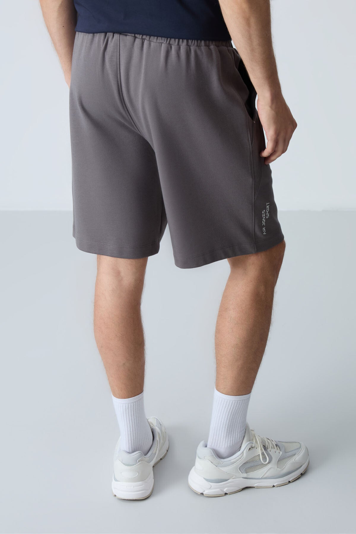 Koyu gri Pamuklu Kalın Yumuşak Dokulu Standart Fit Basic Erkek Şort  - 81278