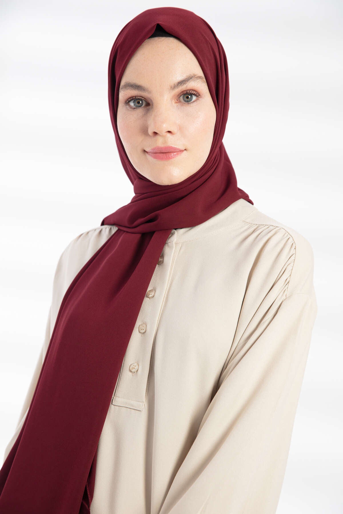 Krep Şal - Koyu Bordo