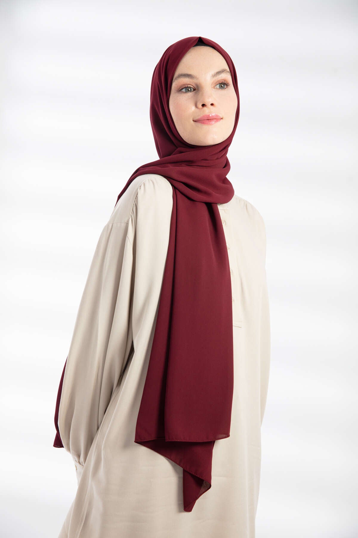 Krep Şal - Koyu Bordo