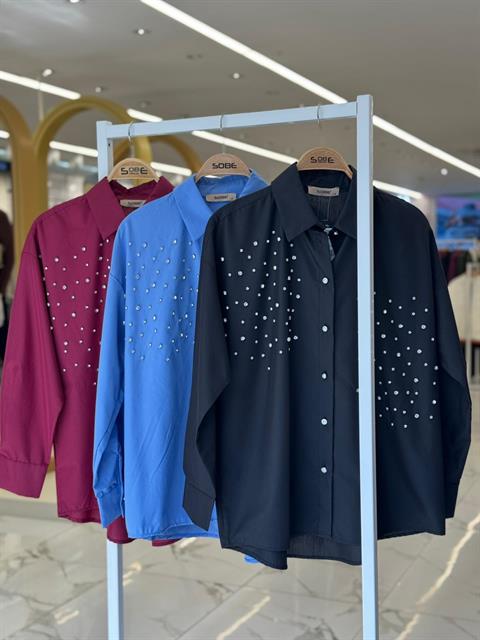 Kristal Taş Çakımlı Poplin Gömlek 3413