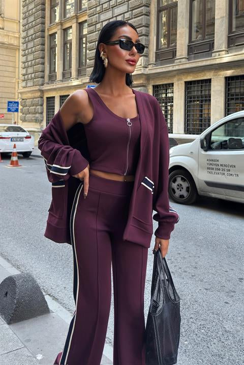 Kuşak ve Şerit Detaylı Üçlü Spor Takım 10257