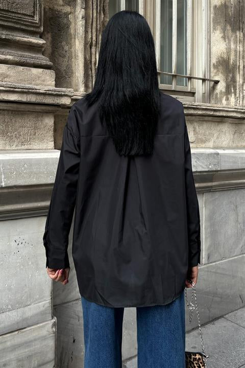 Kuşgözü ve Biye Detaylı Poplin Gömlek 3419