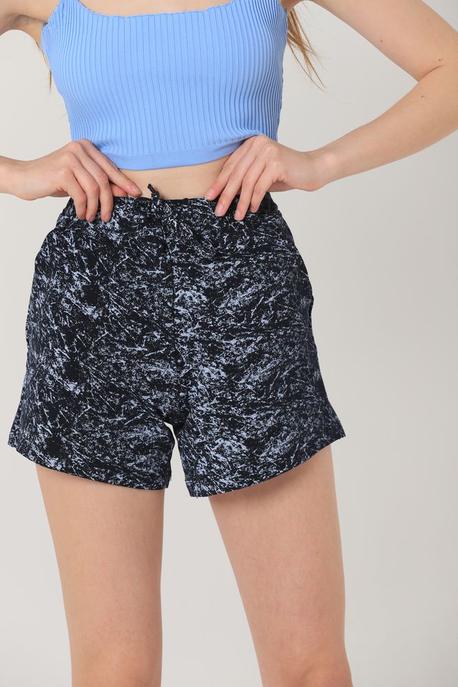 Topshow Lacivert Batik Baskılı Toptan Şort