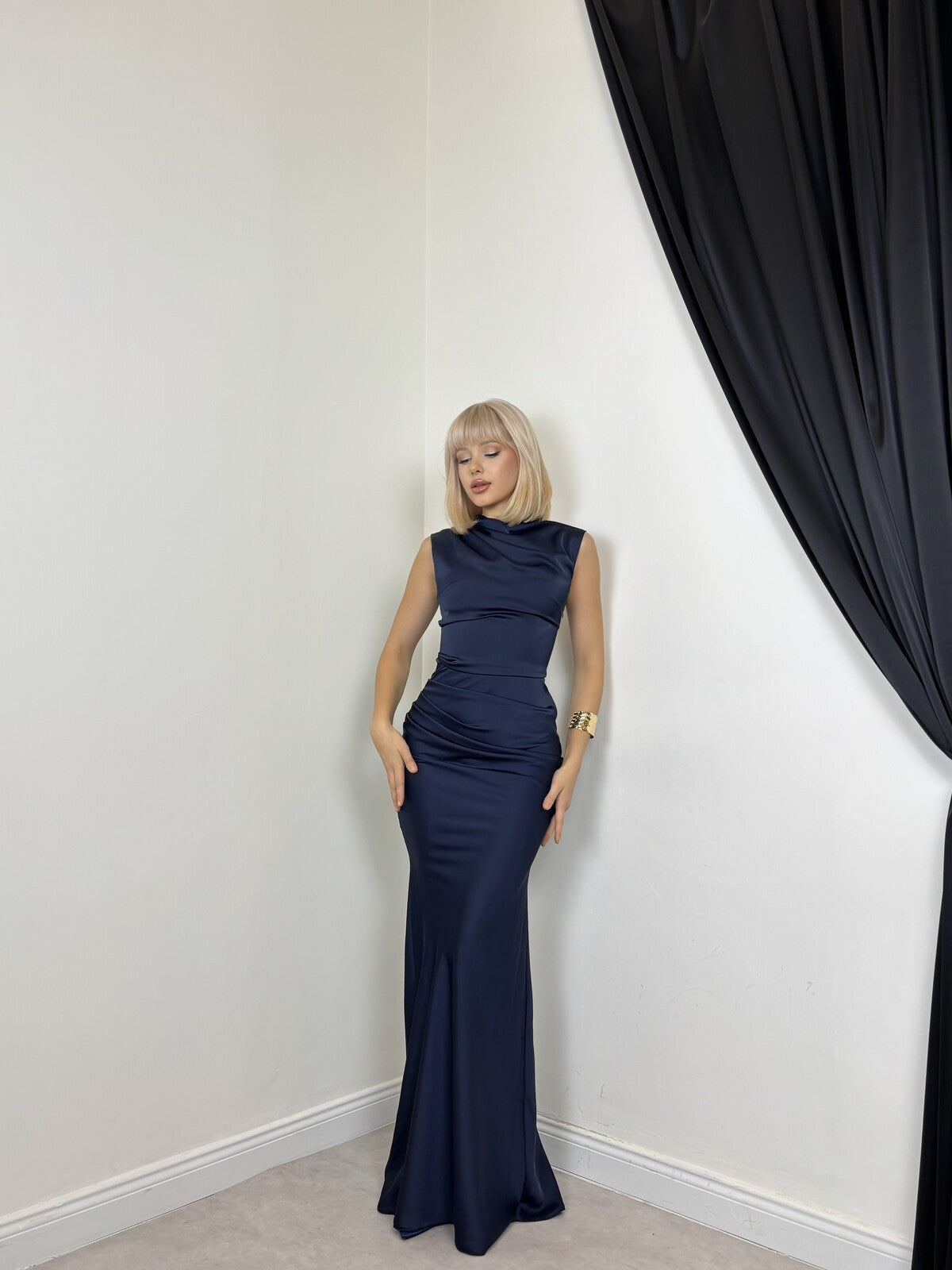 LACİVERT 20638 ELBİSE