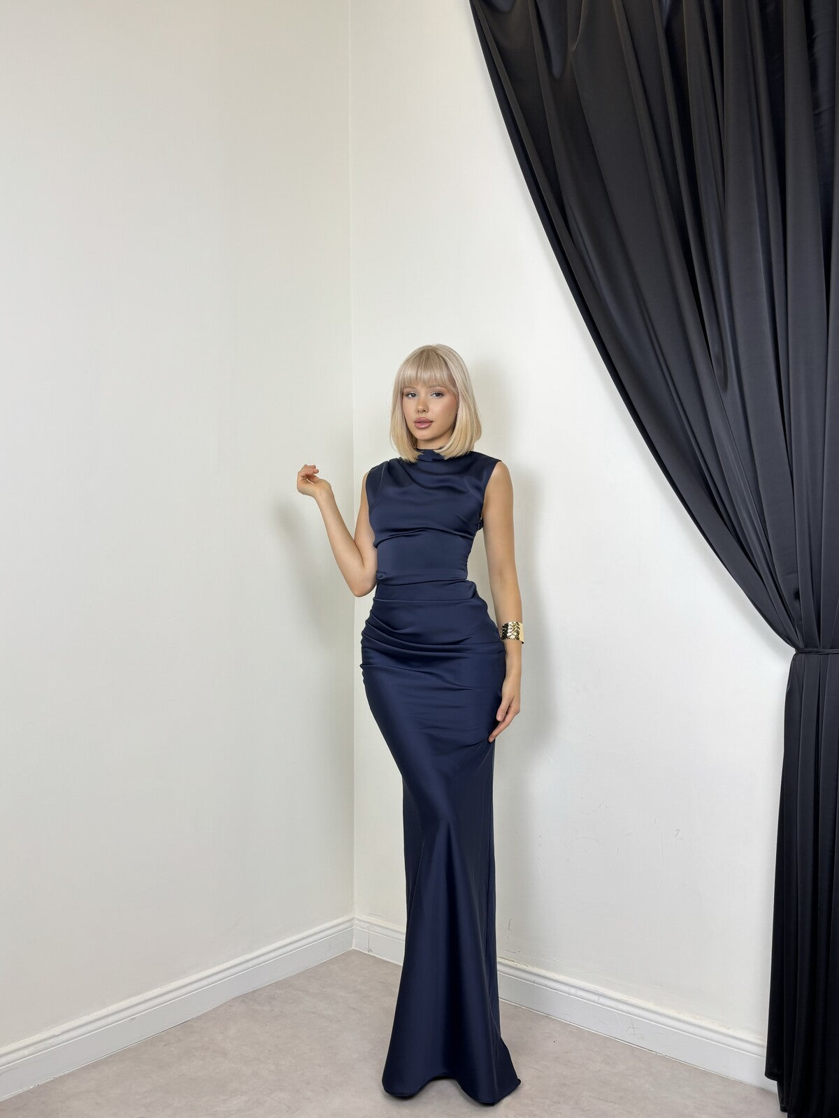 LACİVERT 20638 ELBİSE