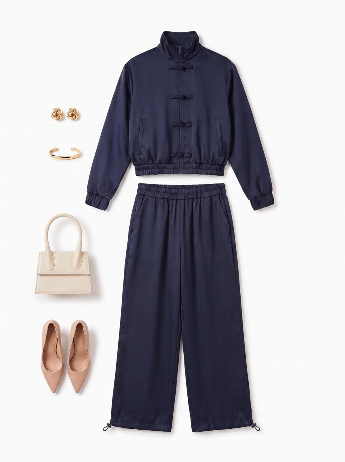 LACİVERT 20732 BLUZ PANT İKİLİ TAKIM