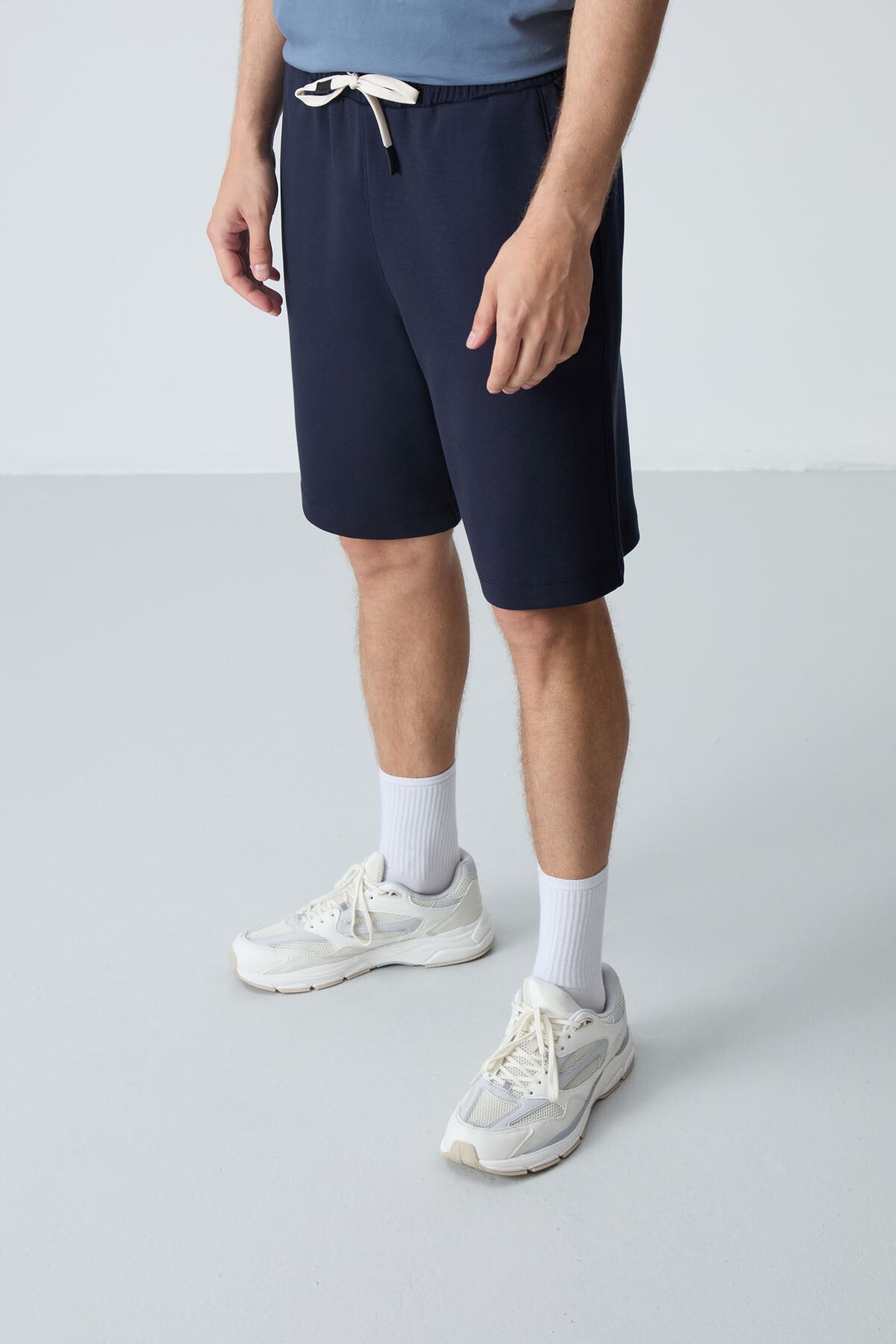 Lacivert Pamuklu Kalın Yumuşak Dokulu Standart Fit Basic Erkek Şort  - 81275