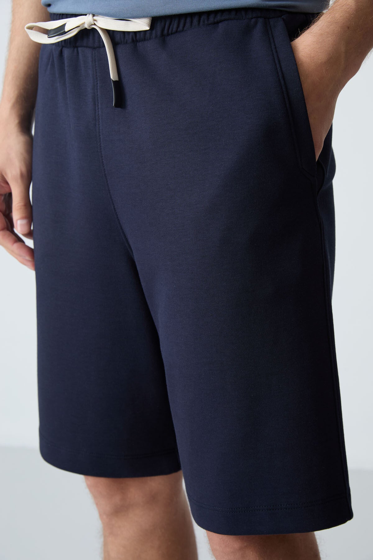 Lacivert Pamuklu Kalın Yumuşak Dokulu Standart Fit Basic Erkek Şort  - 81275