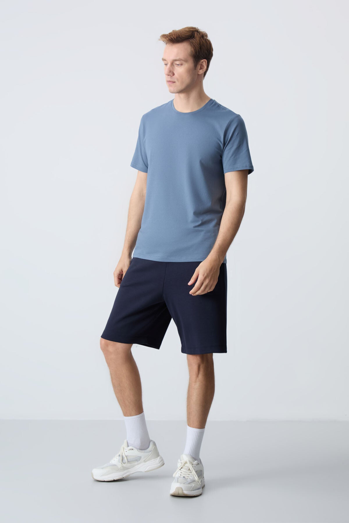 Lacivert Pamuklu Kalın Yumuşak Dokulu Standart Fit Basic Erkek Şort  - 81275