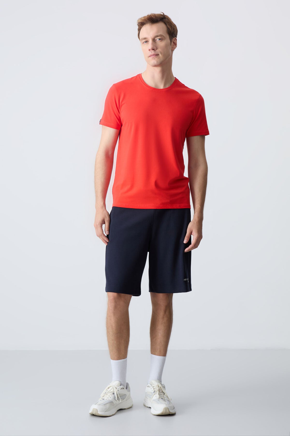 Lacivert Pamuklu Kalın Yumuşak Dokulu Standart  Fit Basic Erkek Şort  - 81276