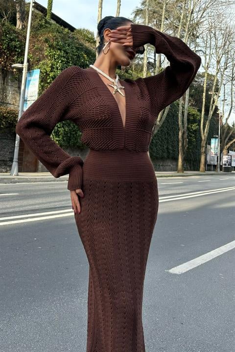 Laura Derin Dekolte Kroşe Elbise 2712-0025
