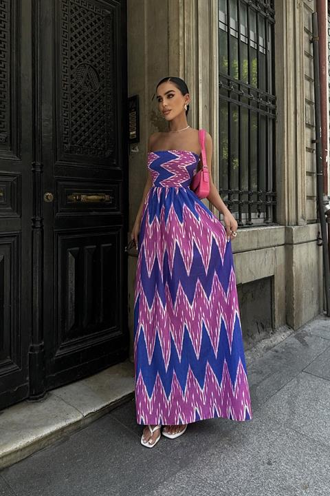 Leomie Straplez  Desenli Elbise 2625-08