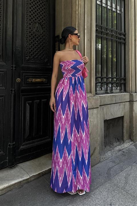 Leomie Straplez  Desenli Elbise 2625-08