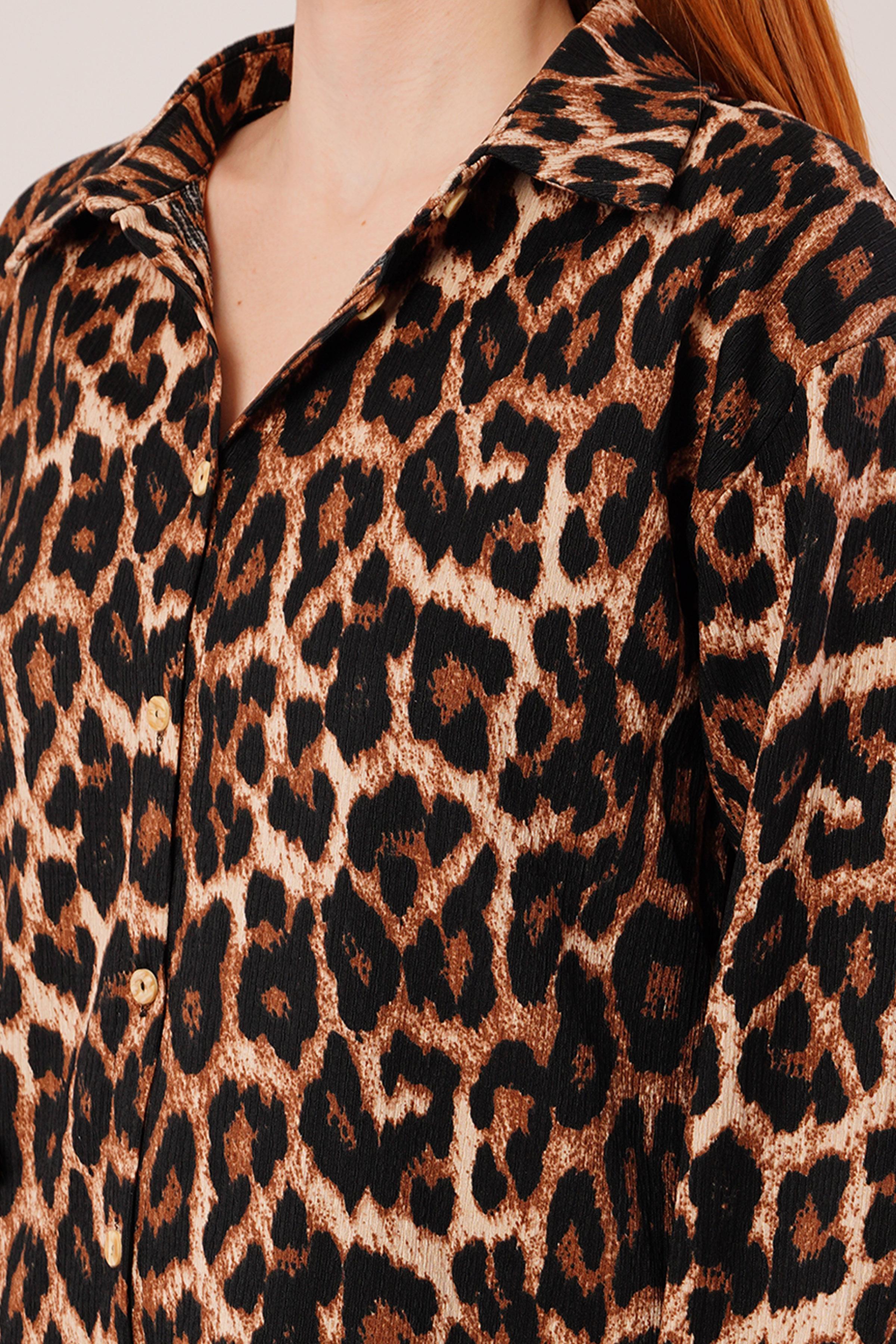 Leopar Desen Rahat Kalıp Toptan Gömlek