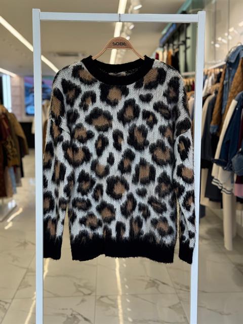 Leopar Desenli Triko Kazak 1337