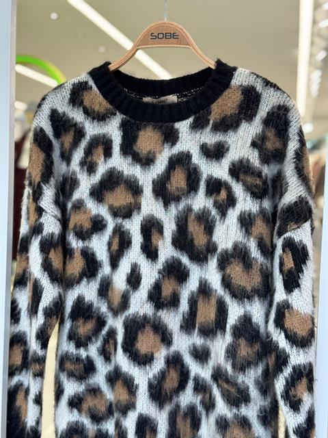 Leopar Desenli Triko Kazak 1337