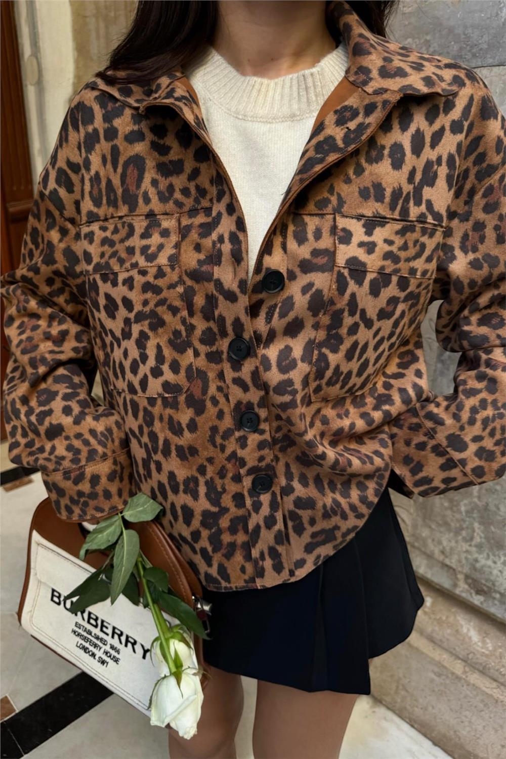 LEOPAR SÜET GÖMLEK - Leopar