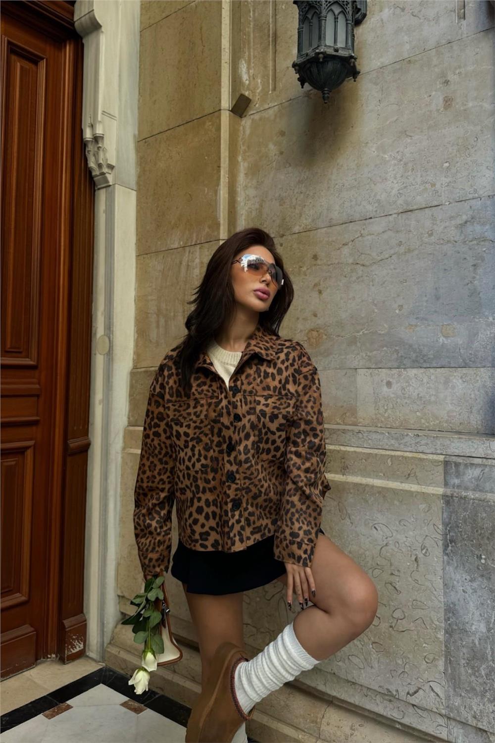 LEOPAR SÜET GÖMLEK - Leopar