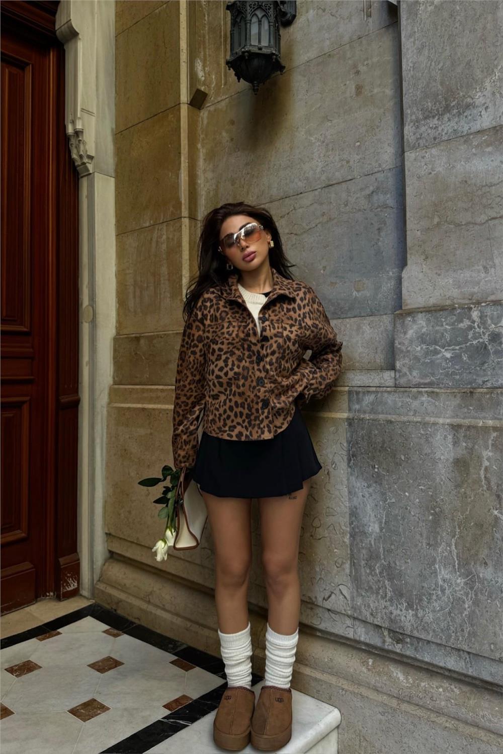 LEOPAR SÜET GÖMLEK - Leopar