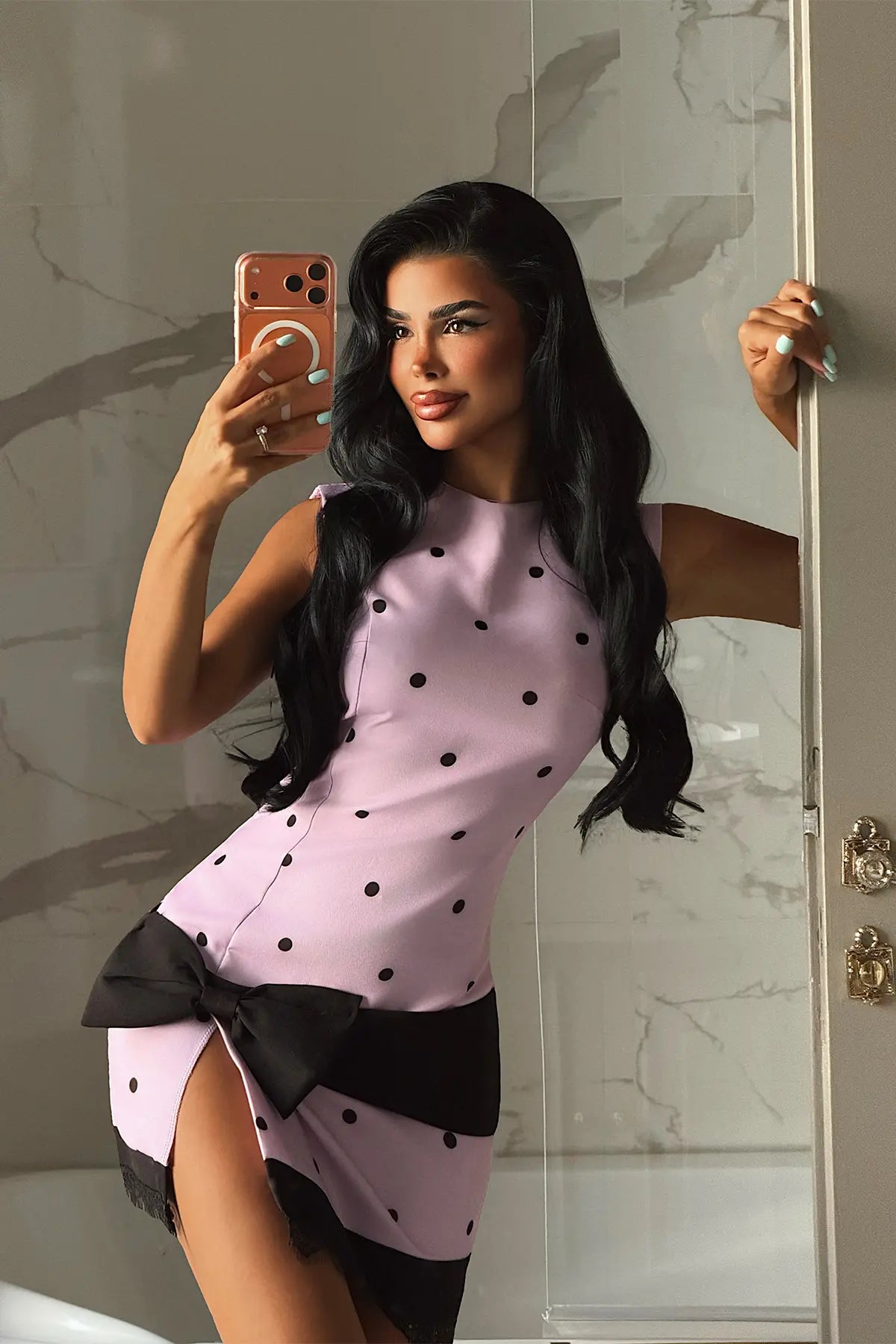 Lila Kurdele Detay Mini Elbise