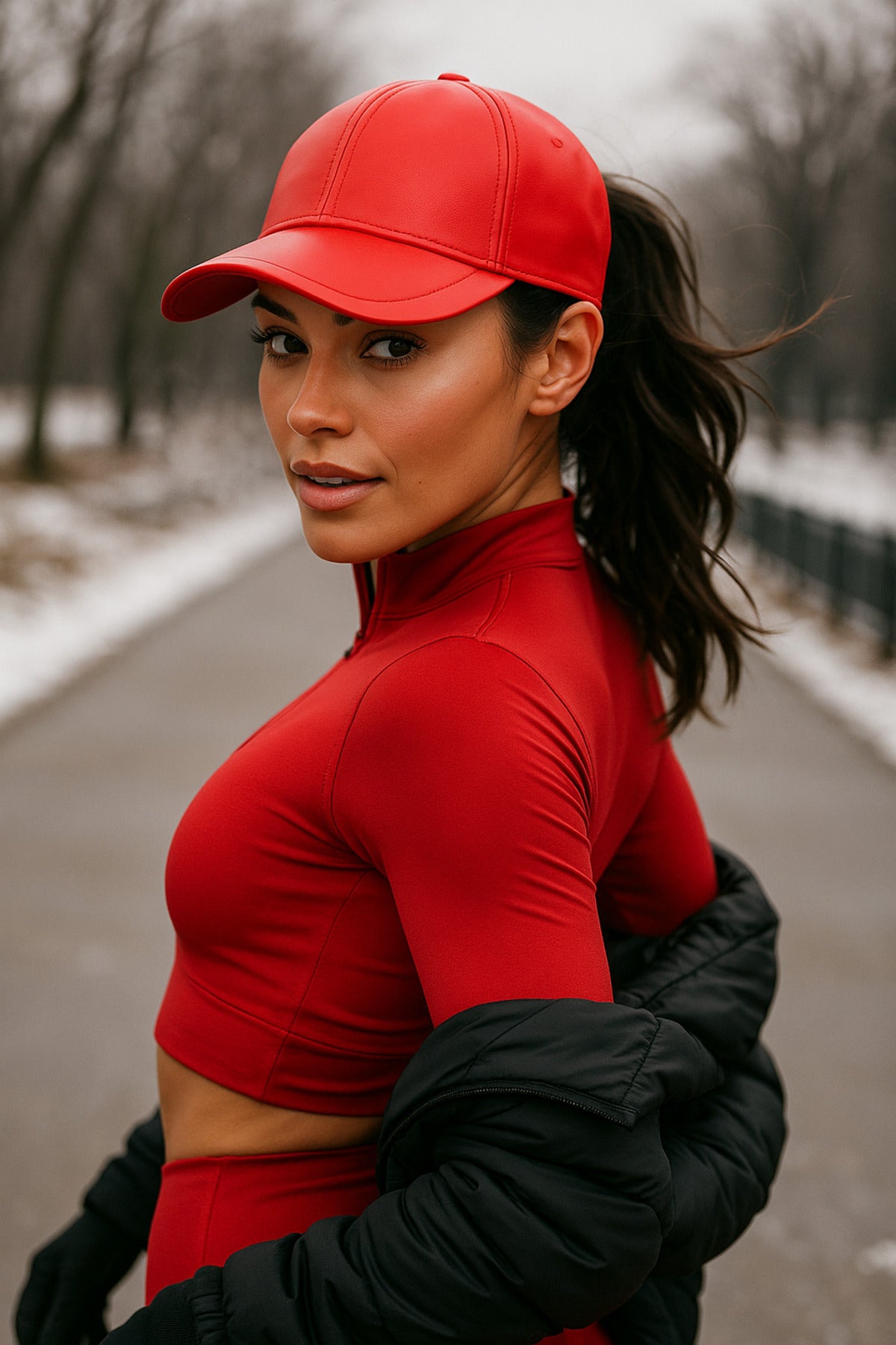 Klasik Kırmızı Renkli Düz Siperlikli Deri Baseball Şapka - Sade Şık Tasarım Spk1104