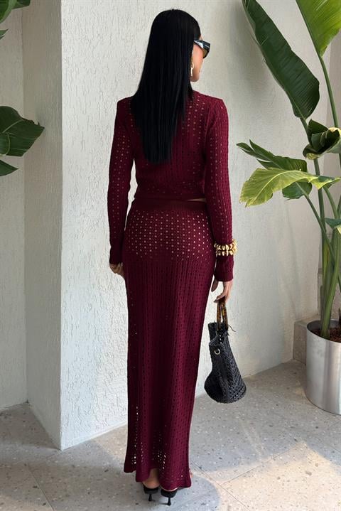 Macey Kroşe Crop Takım 9882