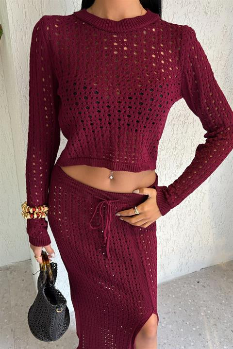 Macey Kroşe Crop Takım 9882