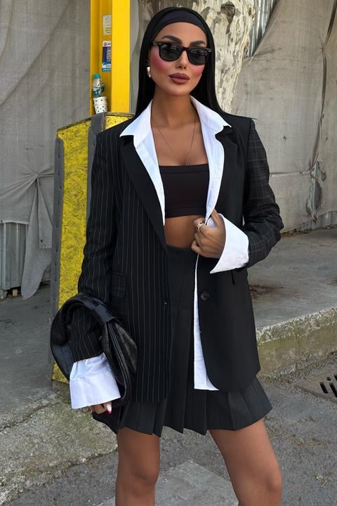 Mandie Garnili Blazer Ceket 6111 SİYAH L