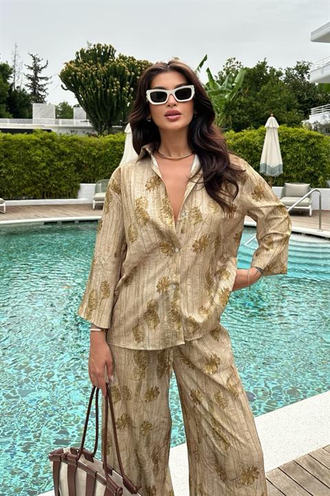 Marina Desenli Oversize Takım 9865