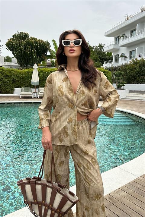 Marina Desenli Oversize Takım 9865
