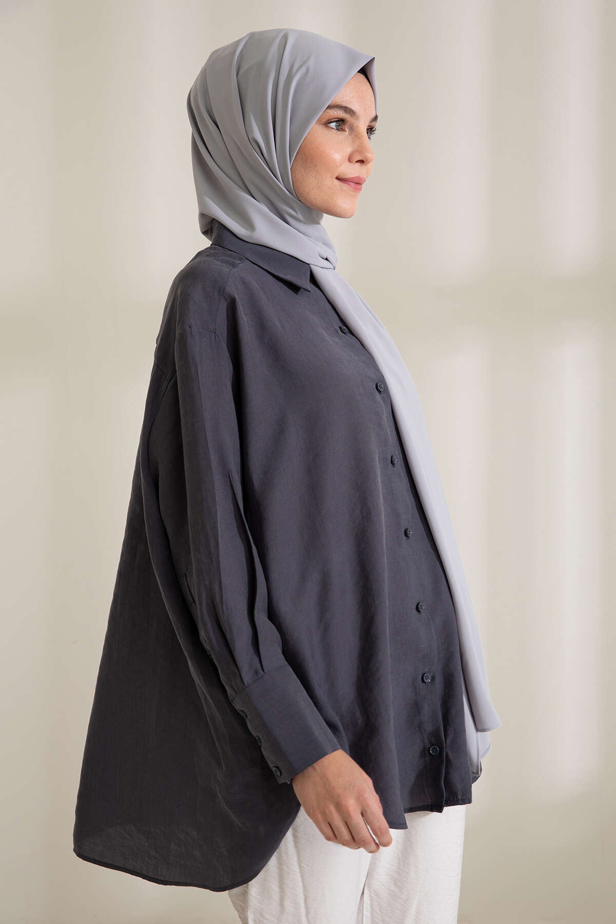 Medine İpeği Şal - Gümüş