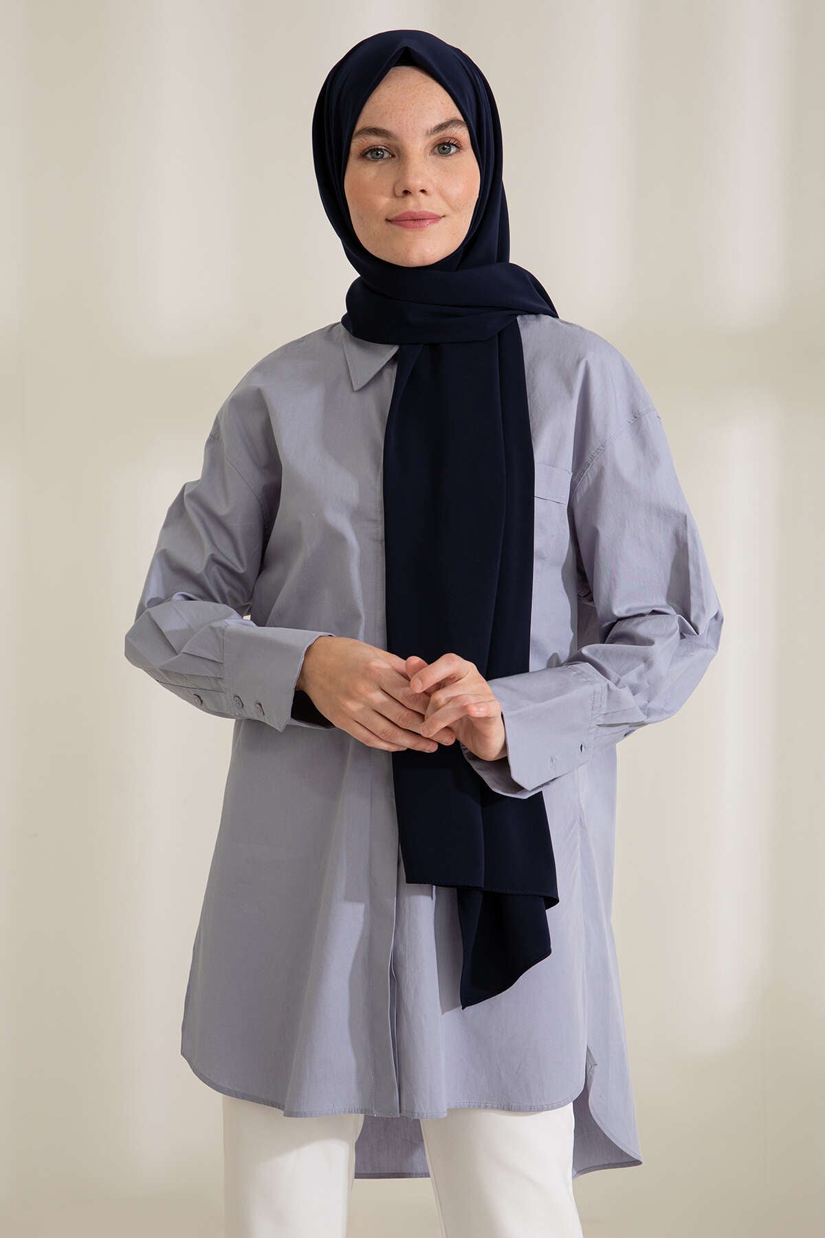 Medine İpeği Şal - Lacivert