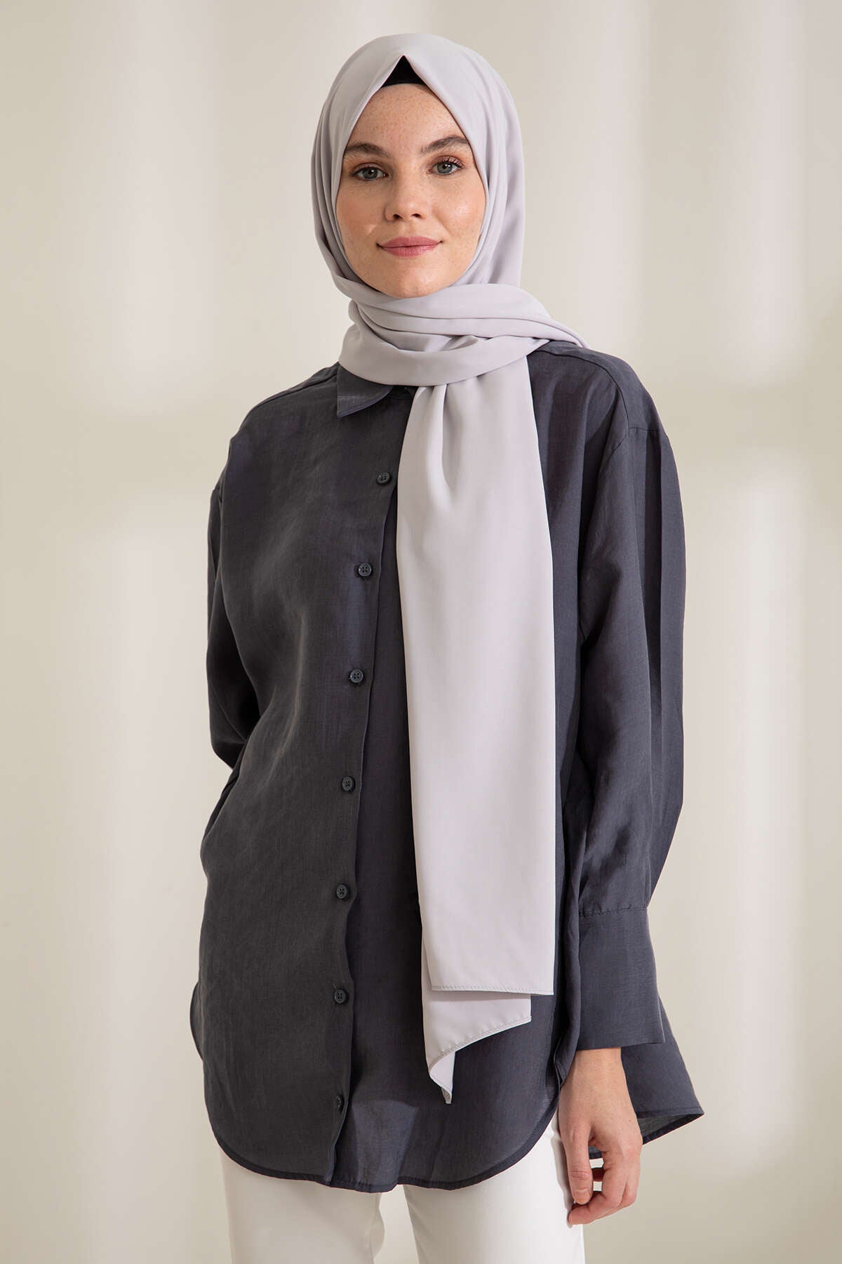 Medine İpeği Şal - Soft Gri