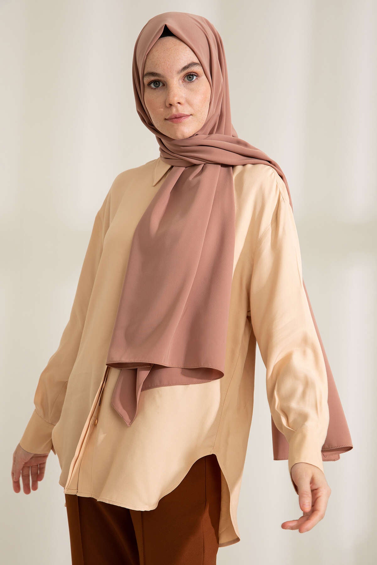 Medine İpeği Şal - Sütlü Kahve