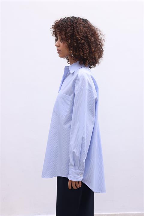 Miami Çizgili Oversize Gömlek 3305-08