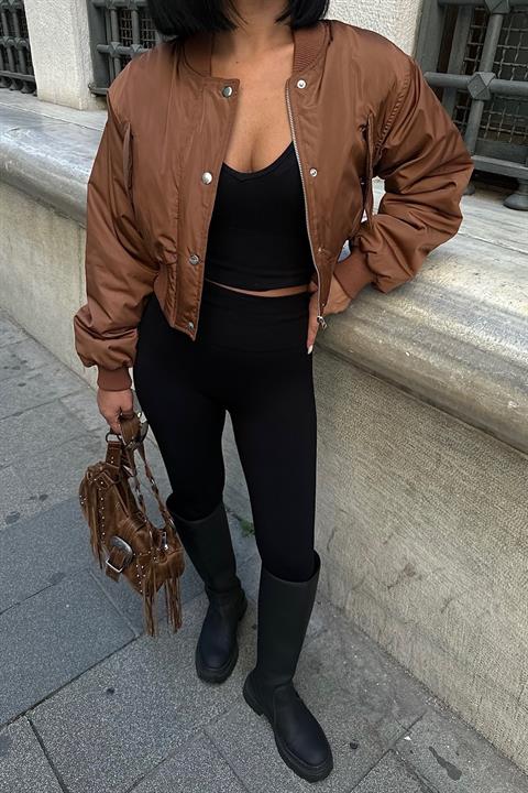 Miecka Crop Bomber Ceket 7022-8