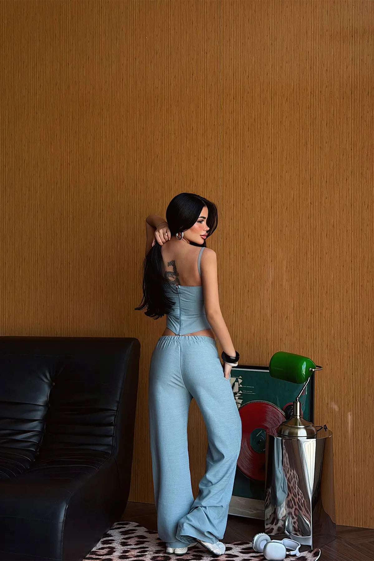 Mint Yeşili Askılı Pantolonlu Takım